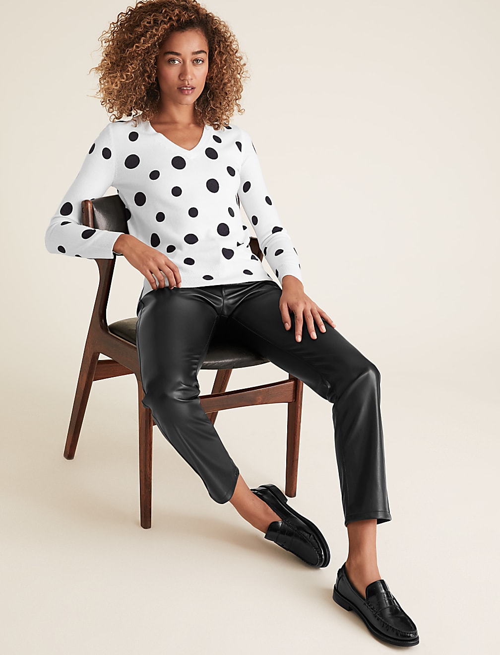 Supersoft Polka Dot V-Neck Jumper