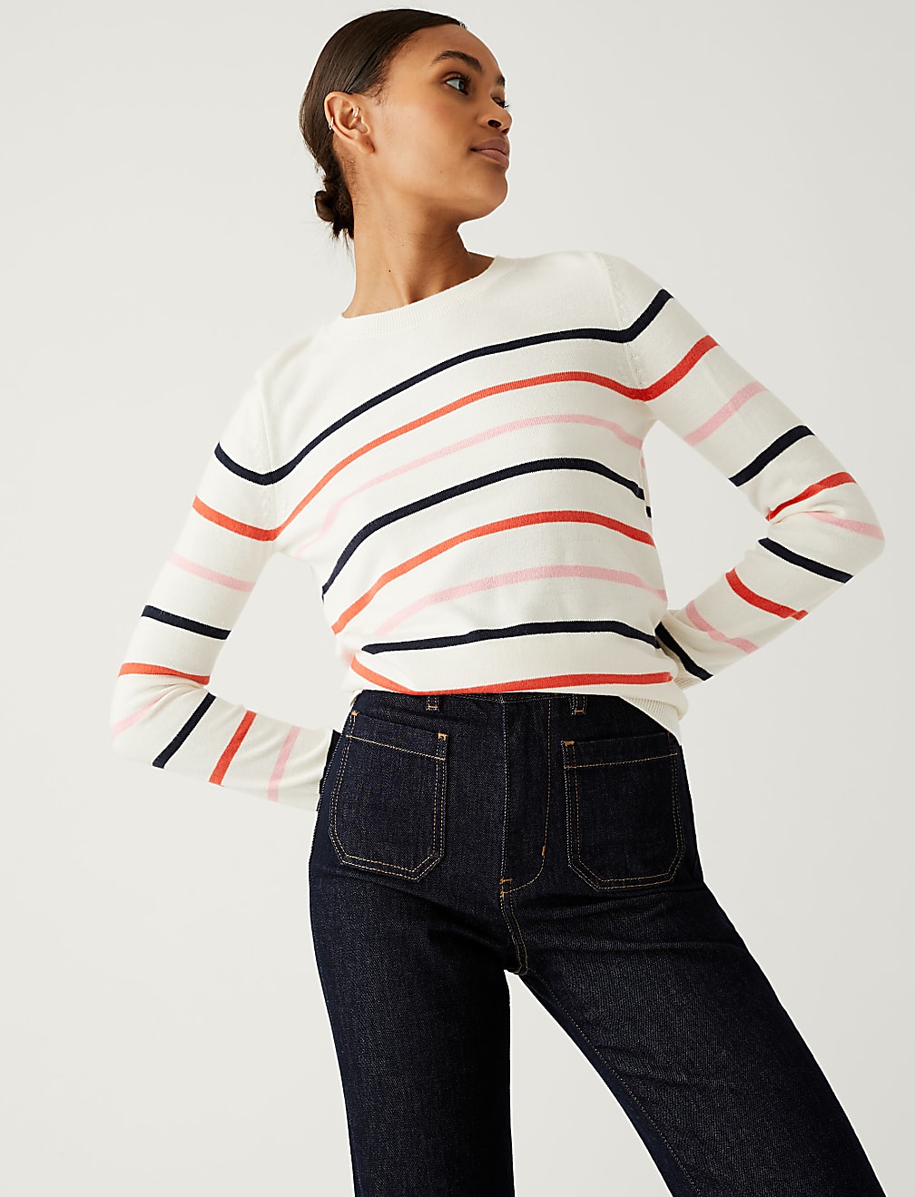 Supersoft Striped Crew Neck Jumper