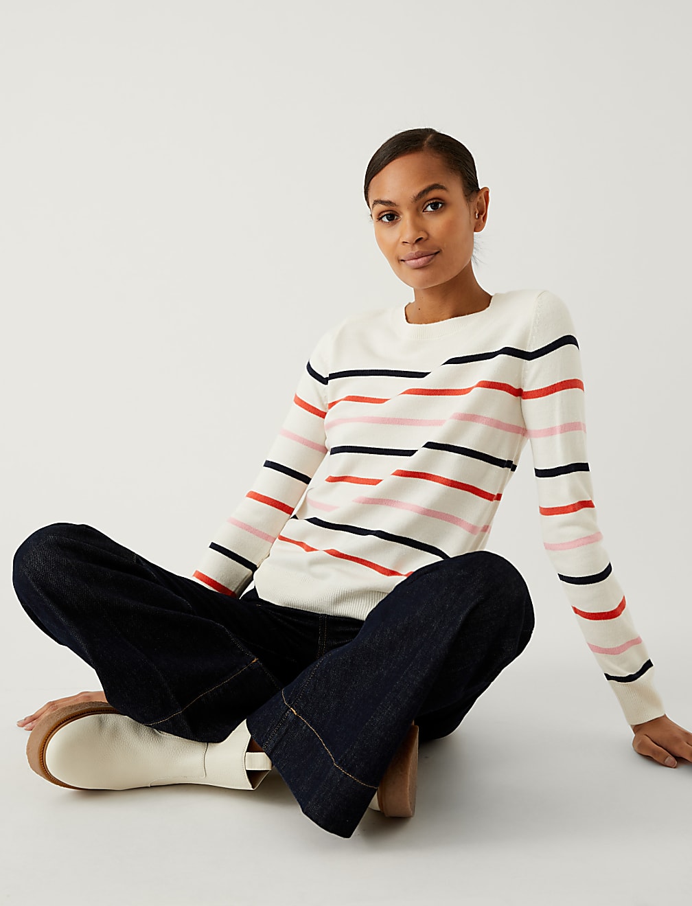 Supersoft Striped Crew Neck Jumper
