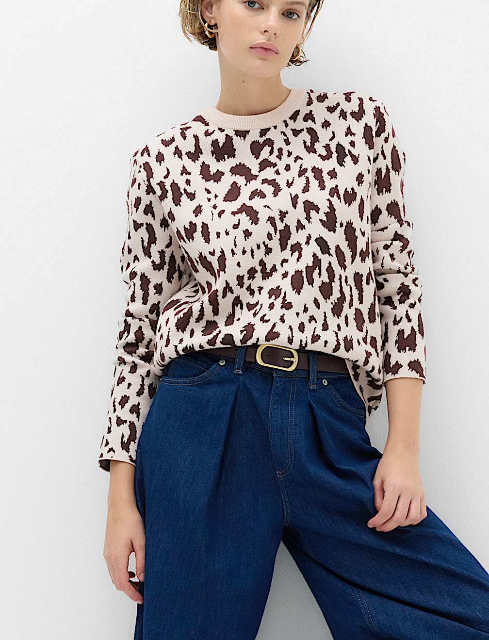 Animal Print Crew Neck Relaxed Jumper