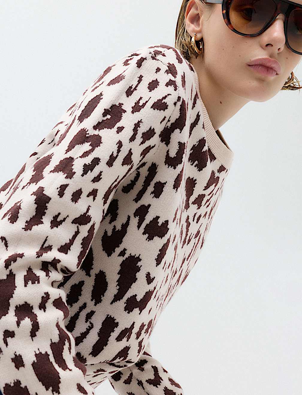 Animal Print Crew Neck Relaxed Jumper