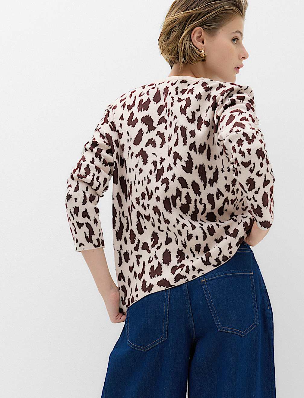 Animal Print Crew Neck Relaxed Jumper