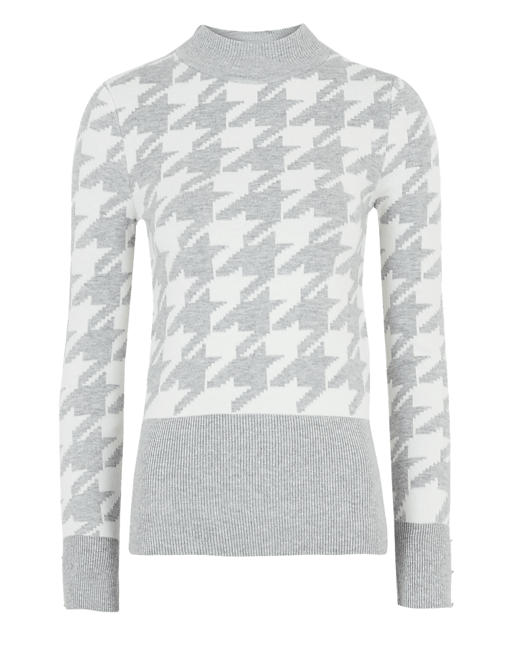 Soft Touch Dogtooth Funnel Neck Jumper