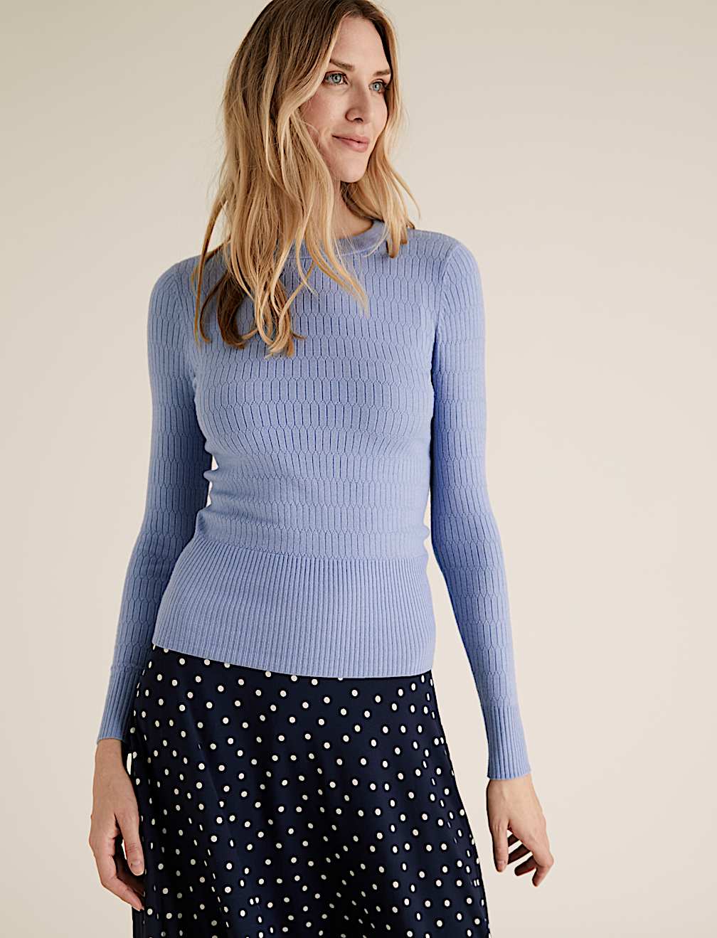 Soft Touch Brick Stitch Crew Neck Jumper