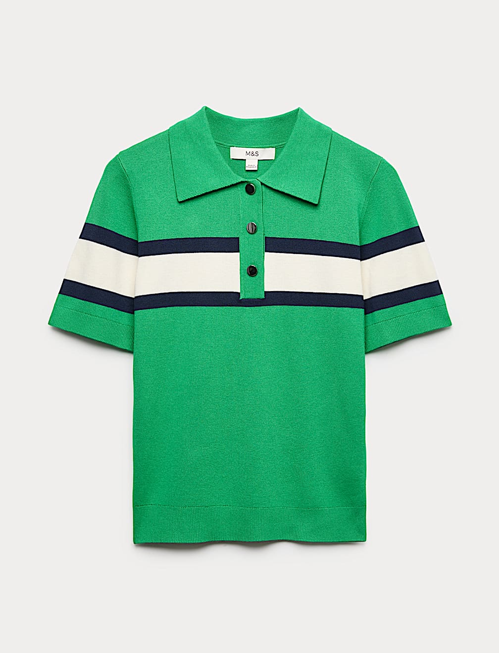 Striped Collared Slim Fit Knitted Top