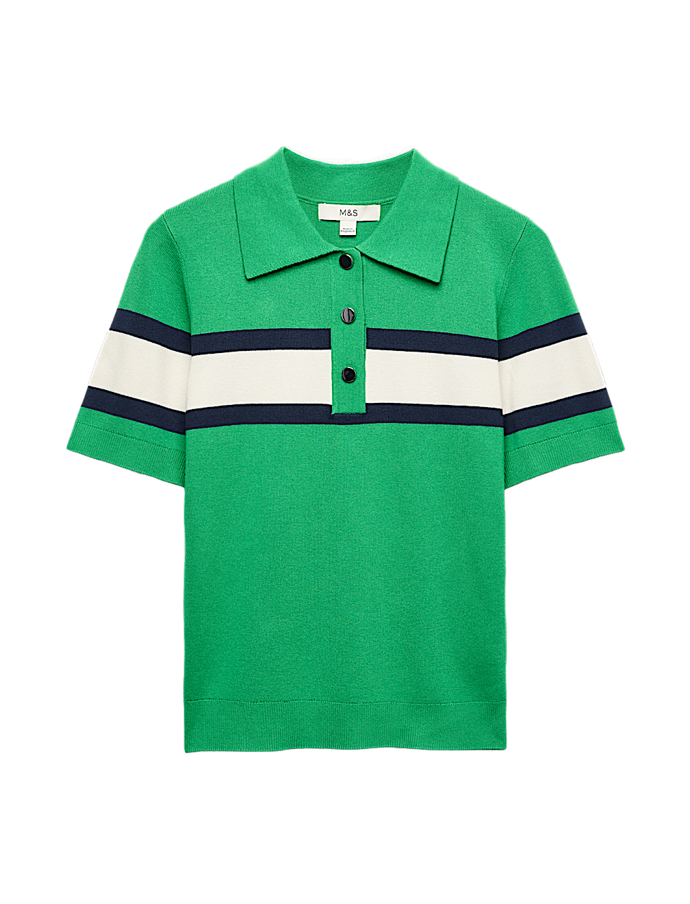 Striped Collared Slim Fit Knitted Top