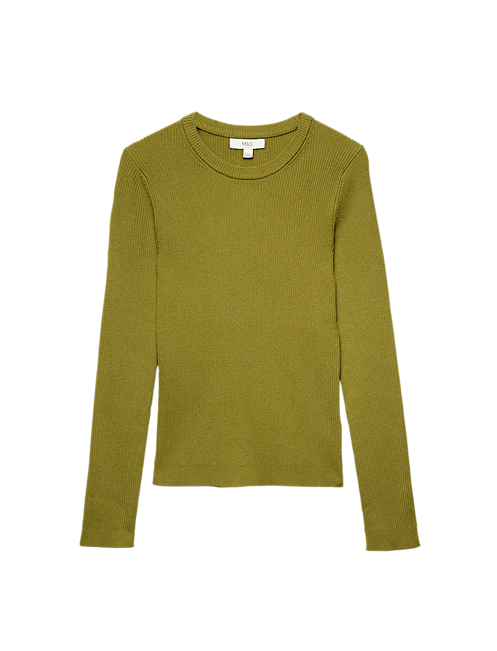 Ribbed Crew Neck Fitted Jumper