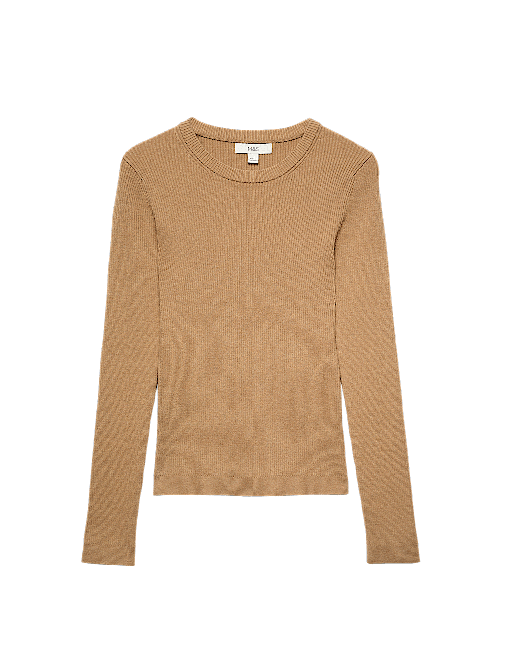 Ribbed Crew Neck Fitted Jumper