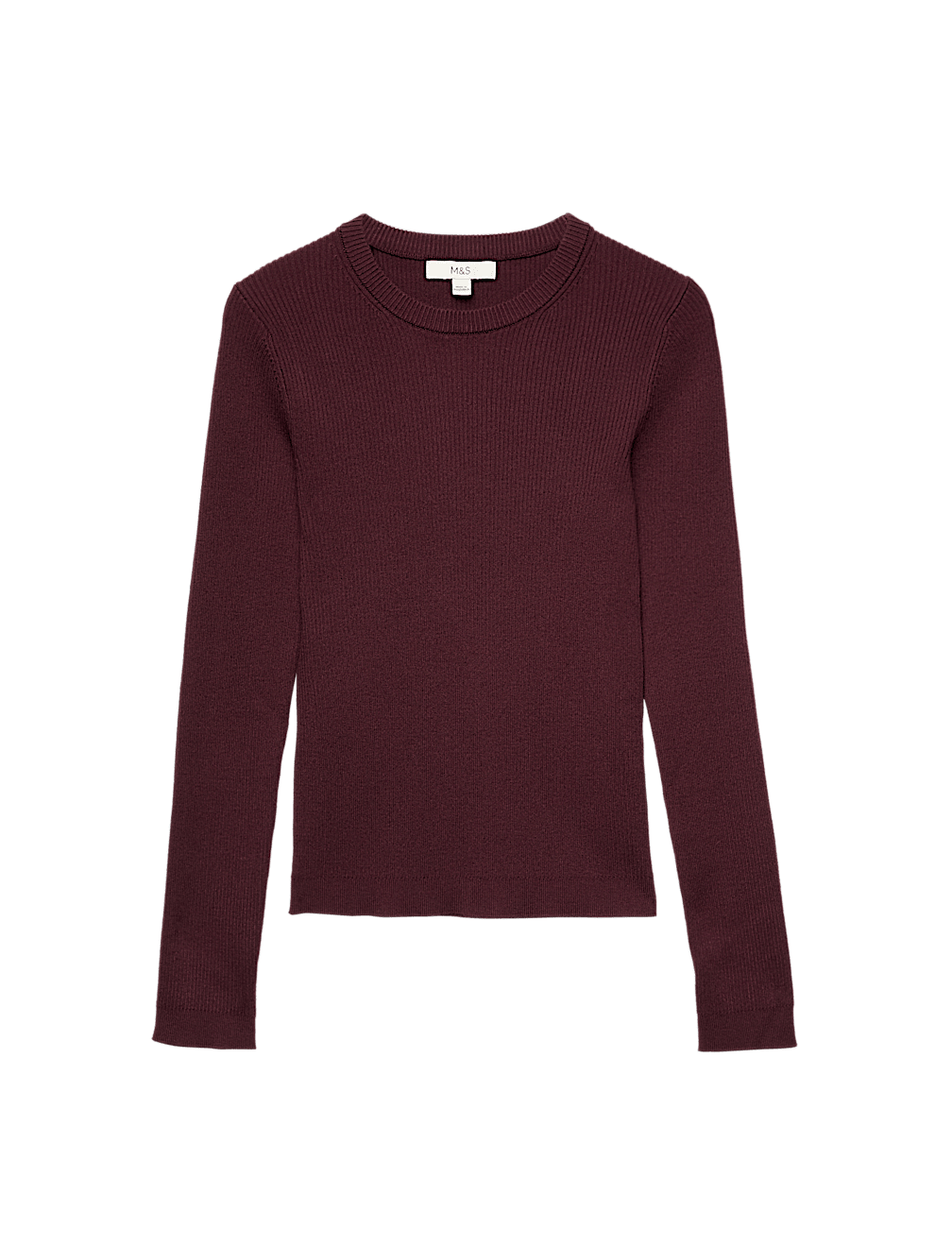 Ribbed Crew Neck Fitted Jumper