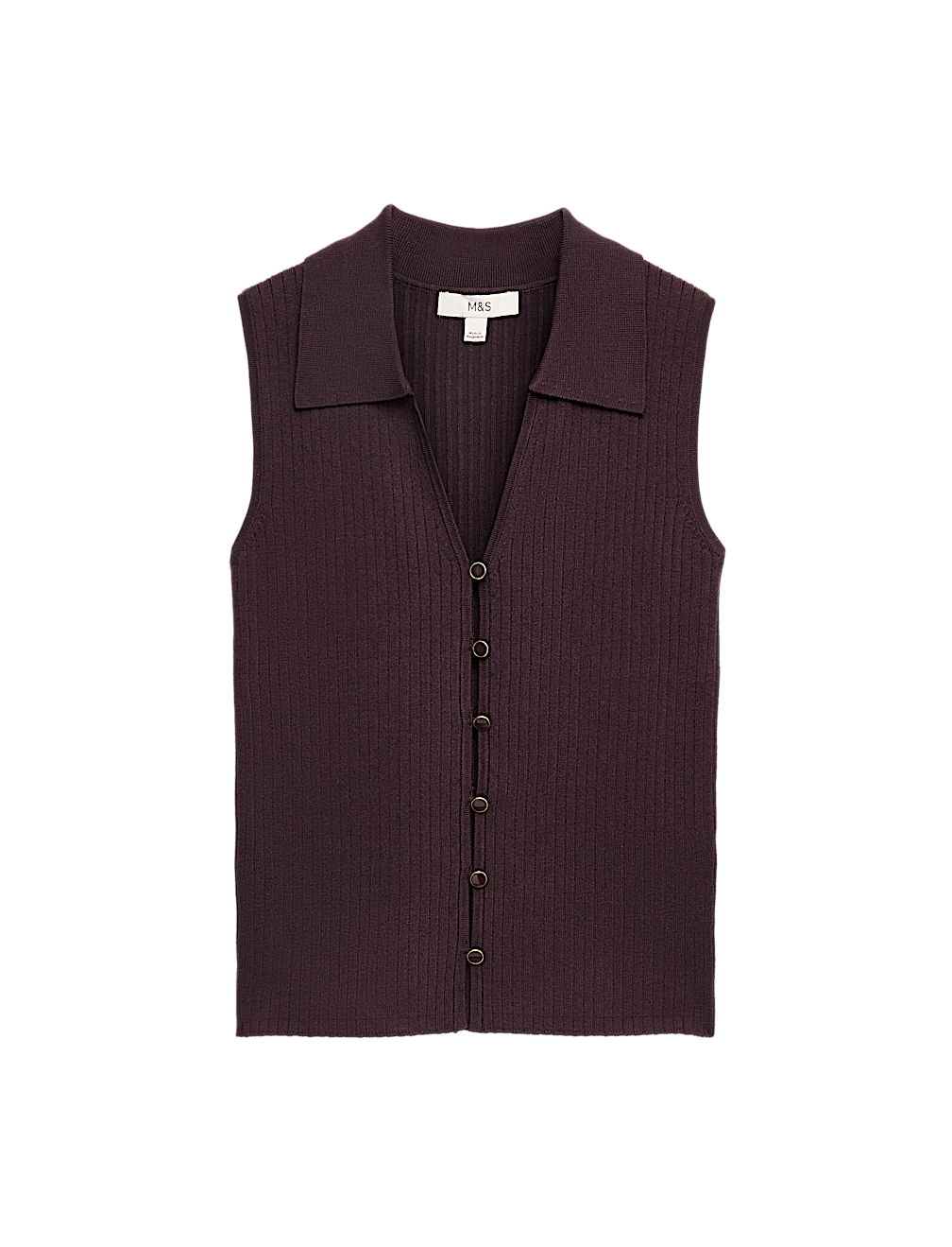 Ribbed Collared Slim Fit Knitted Top