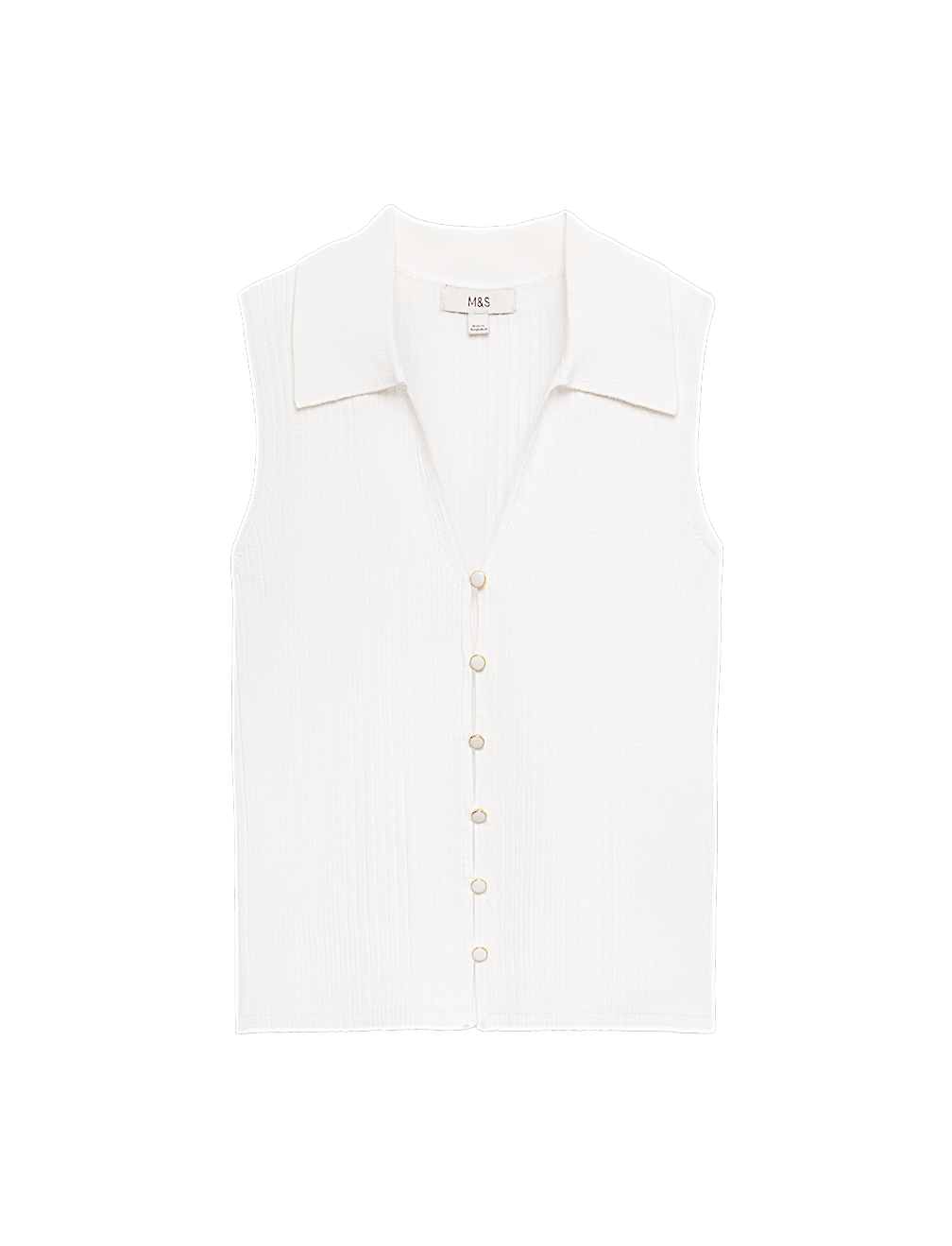 Ribbed Collared Slim Fit Knitted Top