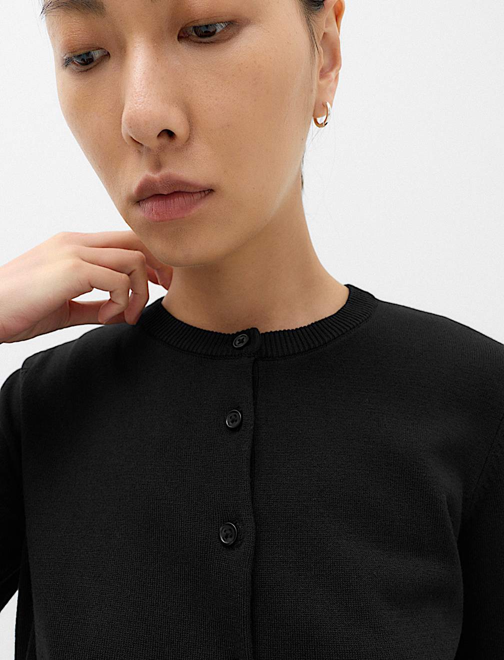 Crew Neck Button Through Cardigan