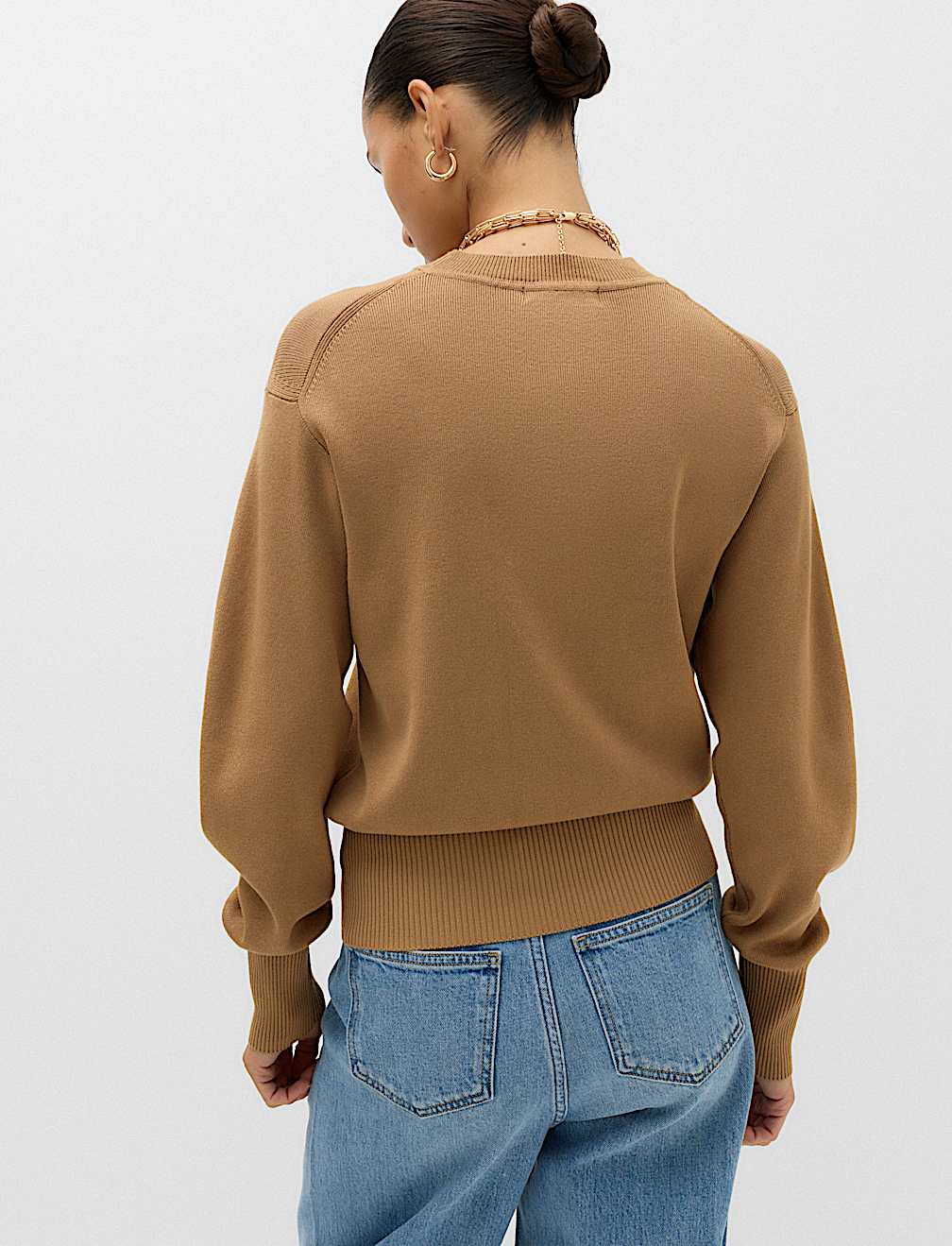 Crew Neck Waisted Slim Fit Jumper