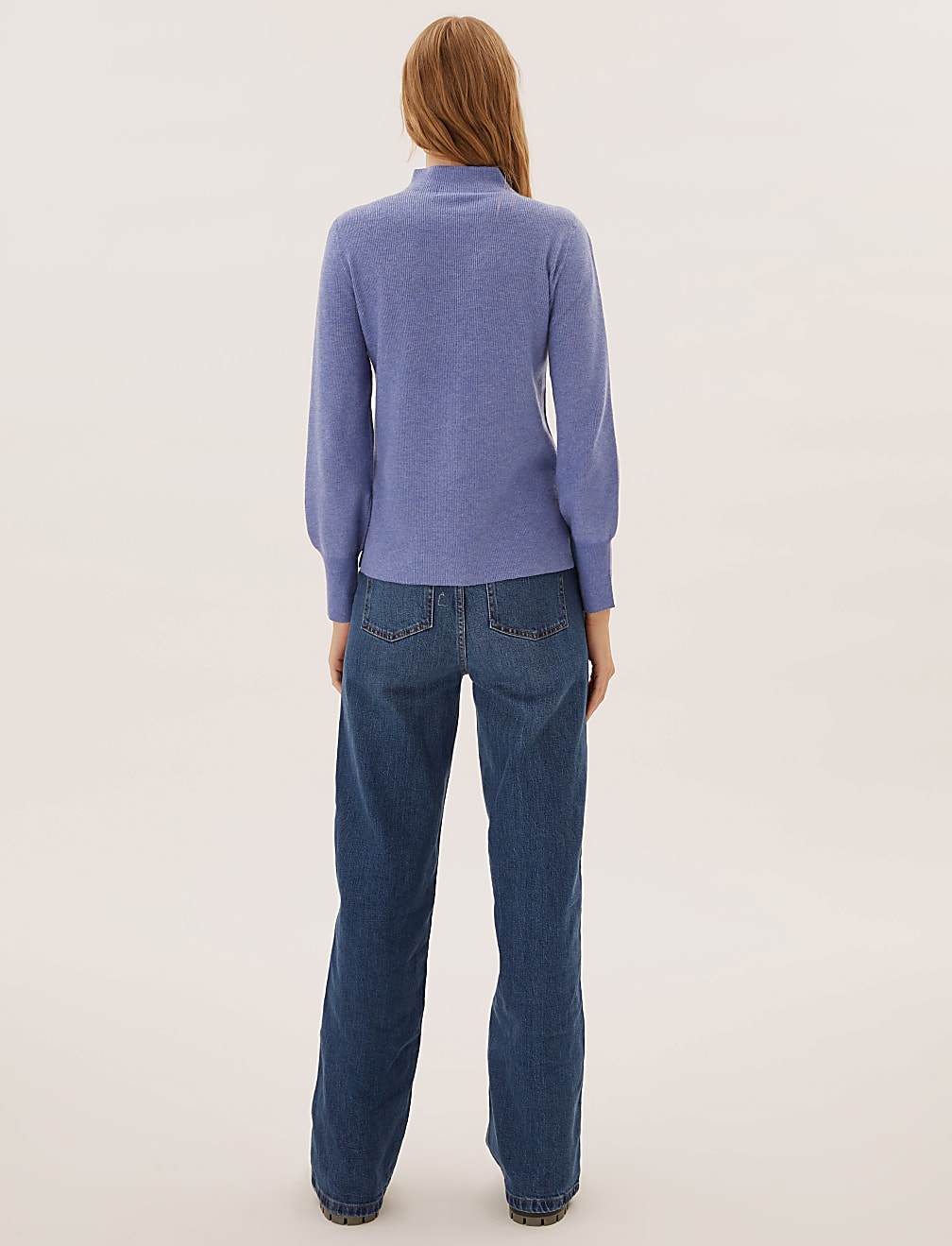 Soft Touch Ribbed Funnel Neck Jumper