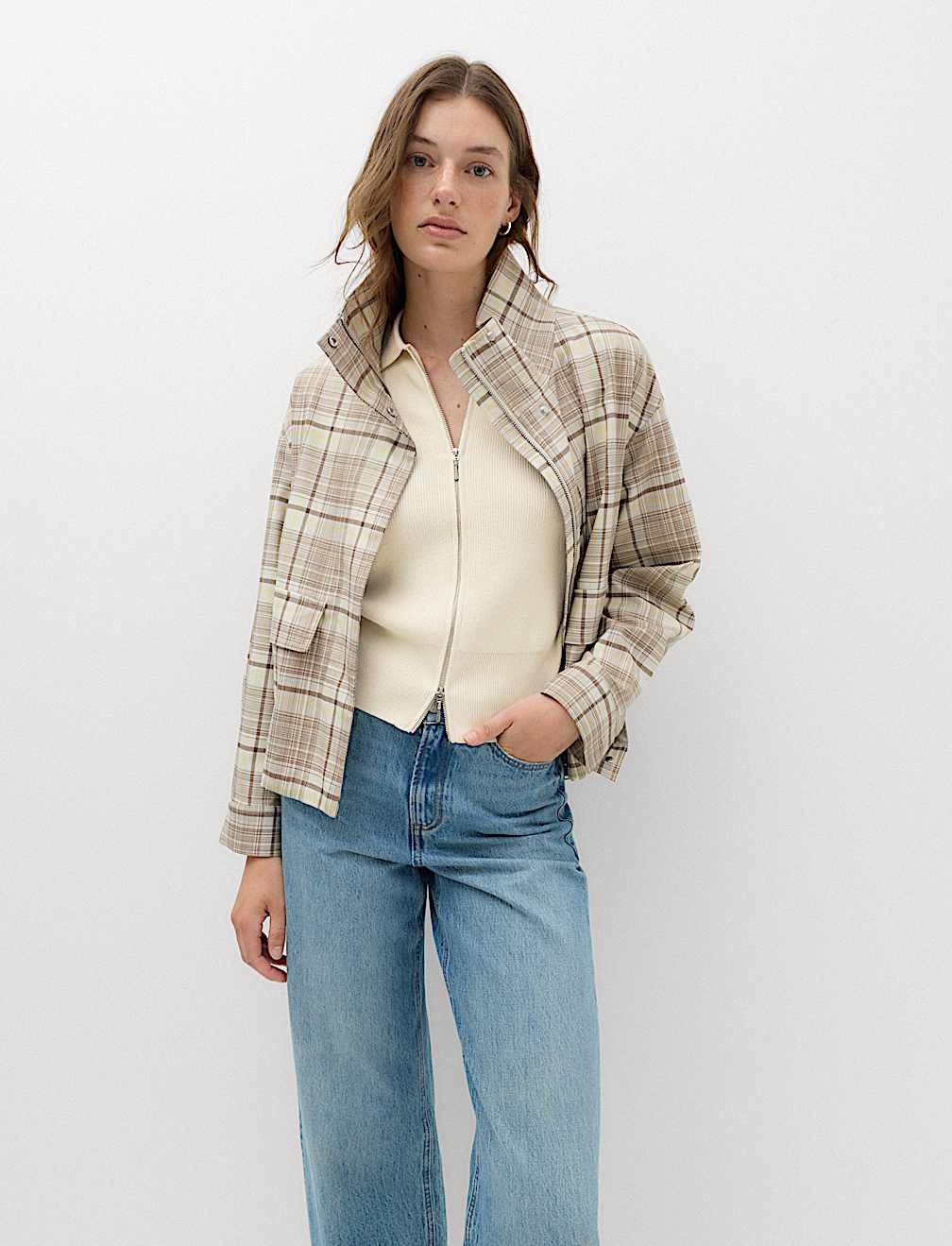 Collared Zip Up Slim Fit Cardigan