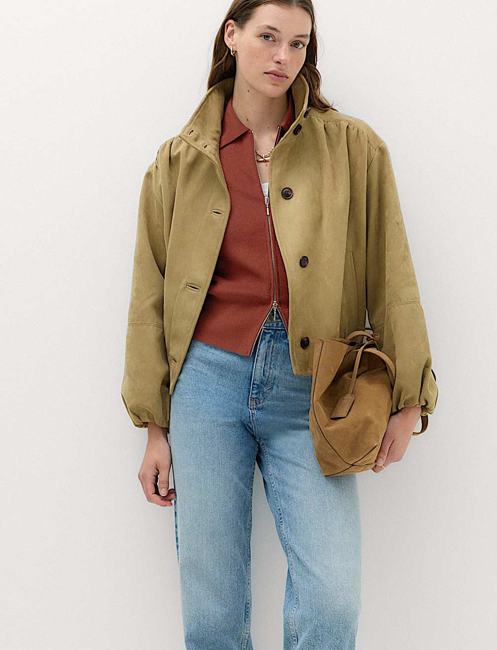 Collared Zip Up Slim Fit Cardigan