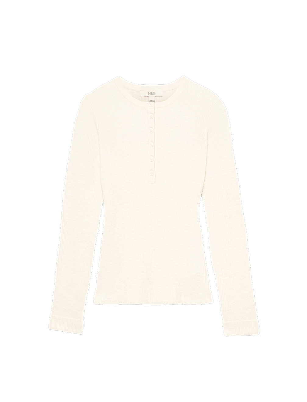 Ribbed Henley Neck Fitted Knitted Top