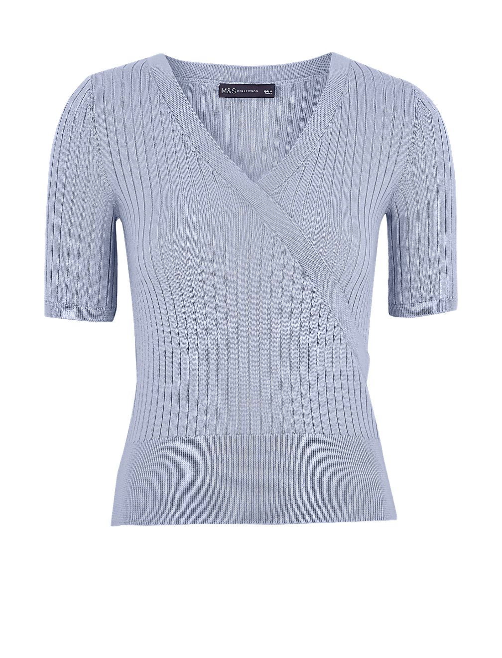 Knitted V-Neck Mock Wrap Top
