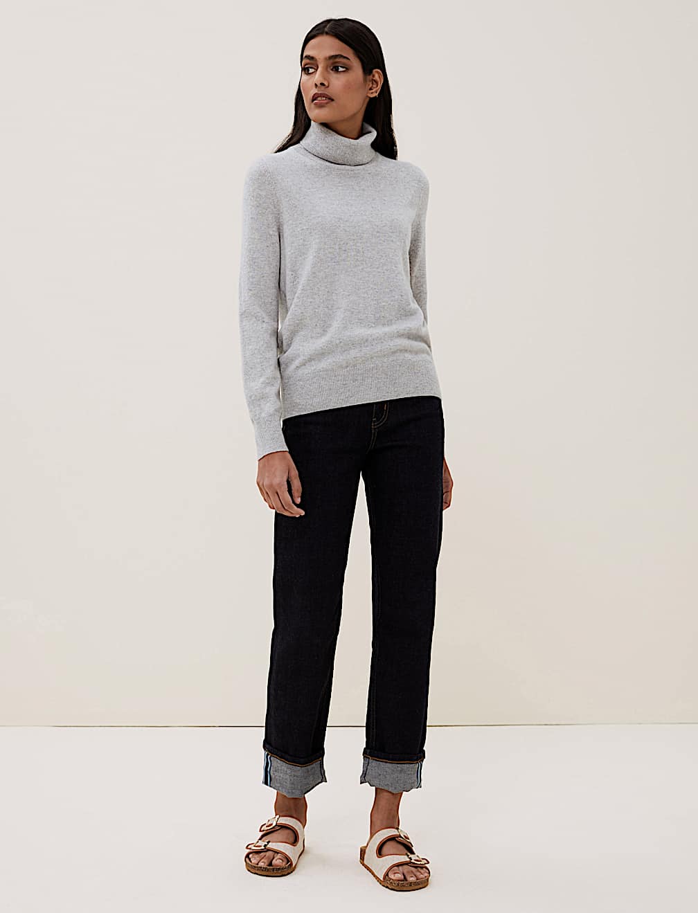 Pure Cashmere Roll Neck Jumper