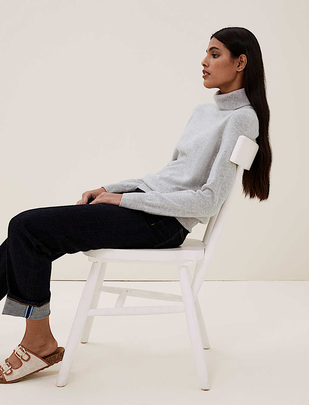 Pure Cashmere Roll Neck Jumper