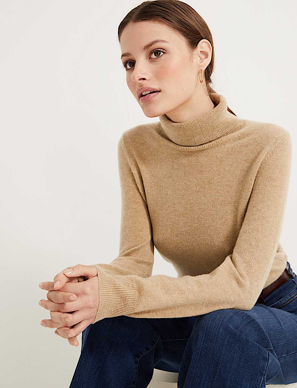 Pure Cashmere Roll Neck Jumper
