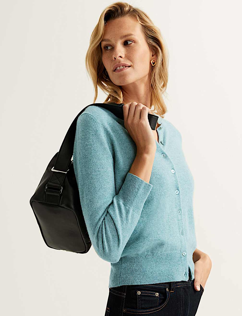 Pure Cashmere Crew Neck Cardigan