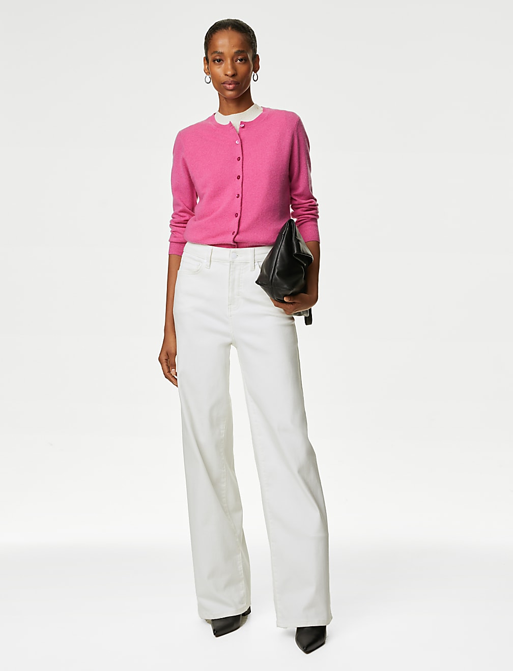 Pure Cashmere Crew Neck Cardigan
