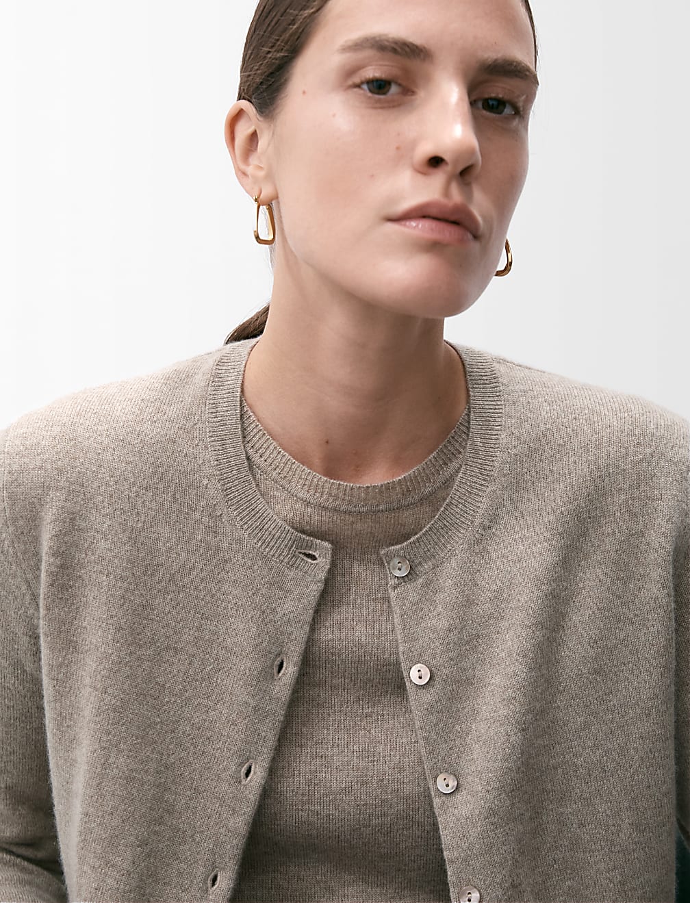 Pure Cashmere Crew Neck Cardigan