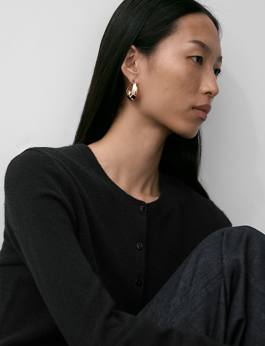 Pure Cashmere Crew Neck Cardigan