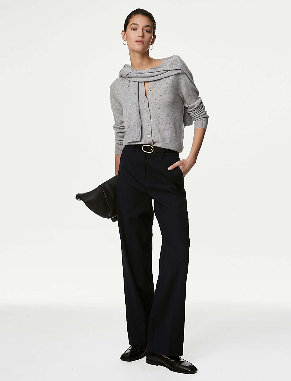 Pure Cashmere Textured Crew Neck Cardigan
