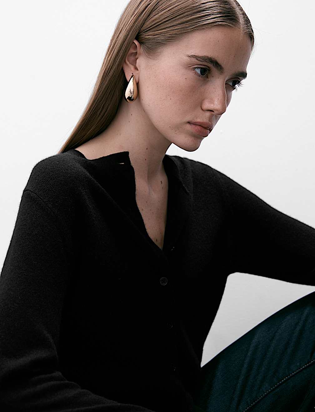Pure Cashmere Crew Neck Relaxed Cardigan