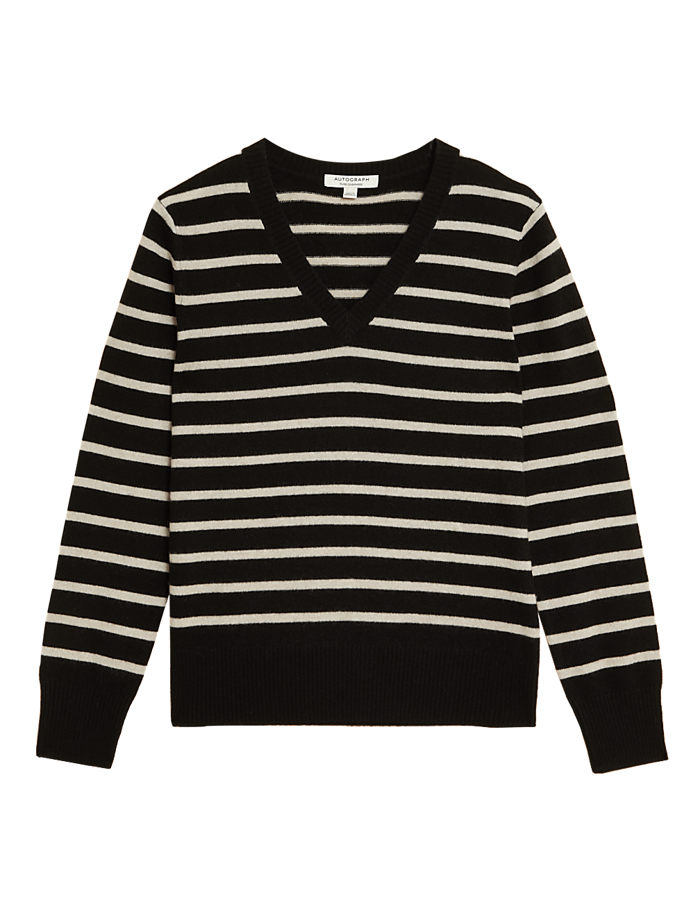 Pure Cashmere Striped V-Neck Jumper