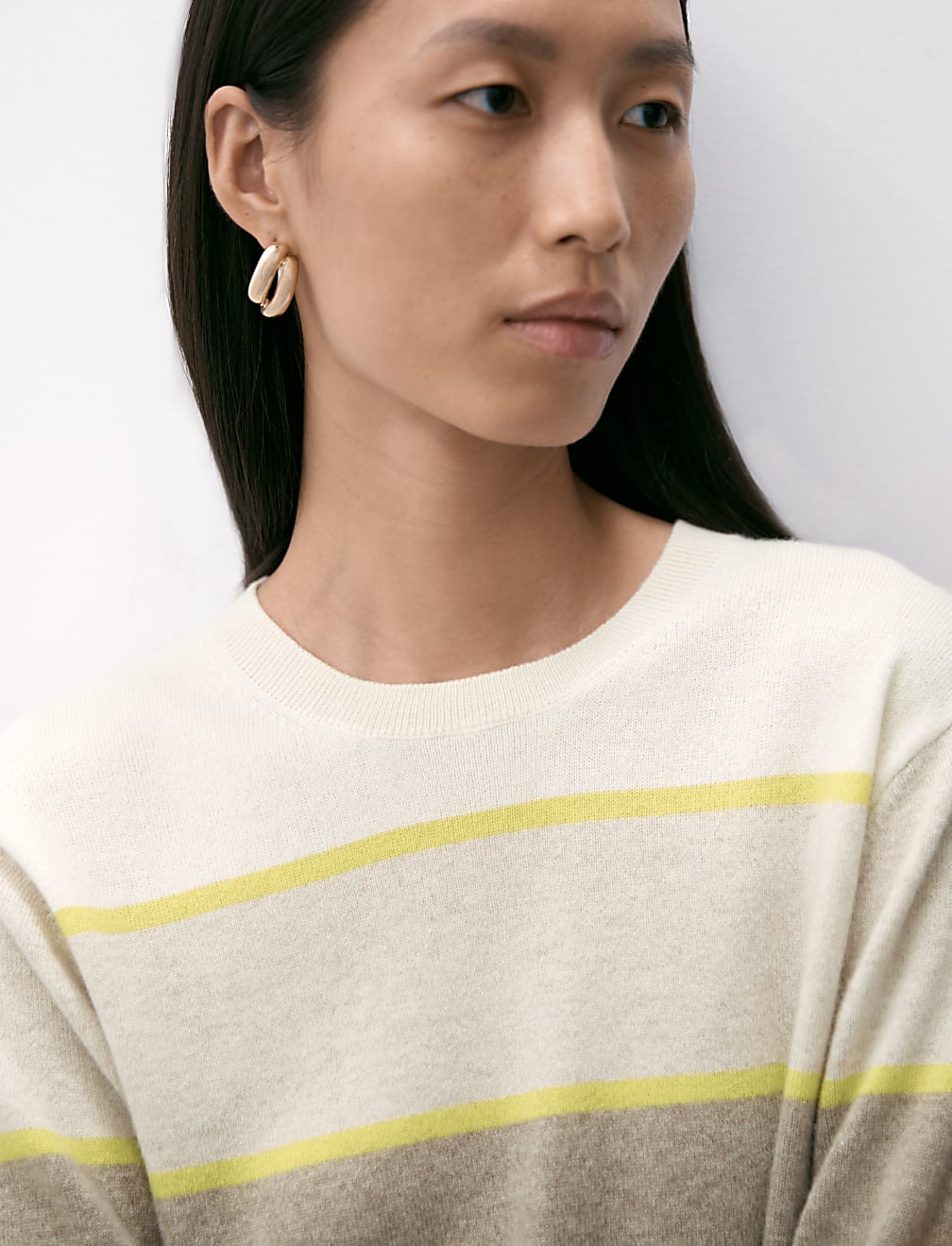 Pure Cashmere Striped Crew Neck Jumper