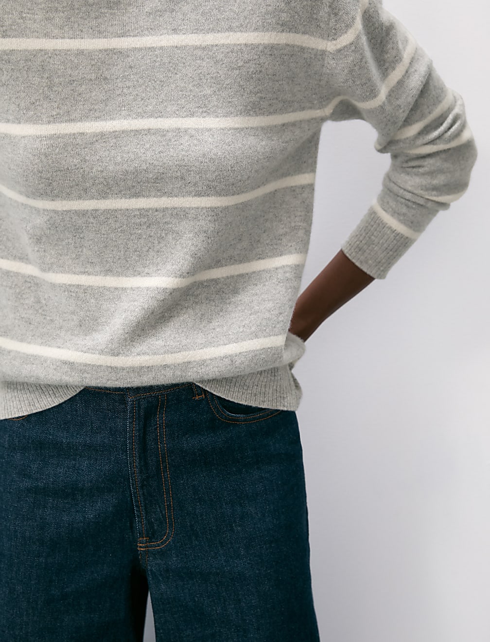 Pure Cashmere Striped Crew Neck Jumper