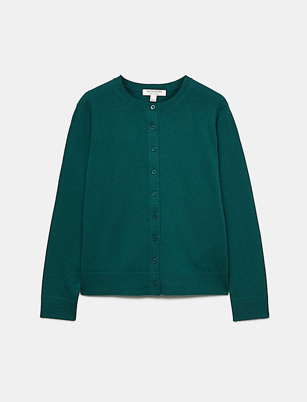 Pure Cashmere Crew Neck Button Front Cardigan
