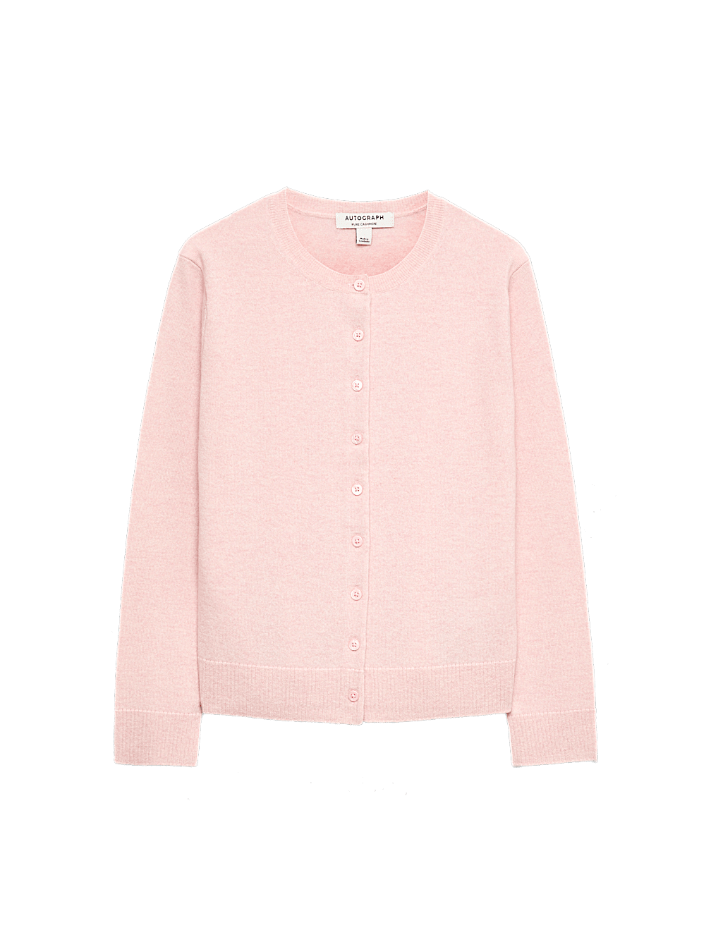 Pure Cashmere Crew Neck Button Front Cardigan
