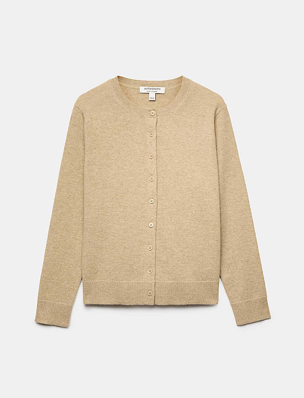 Pure Cashmere Crew Neck Button Front Cardigan