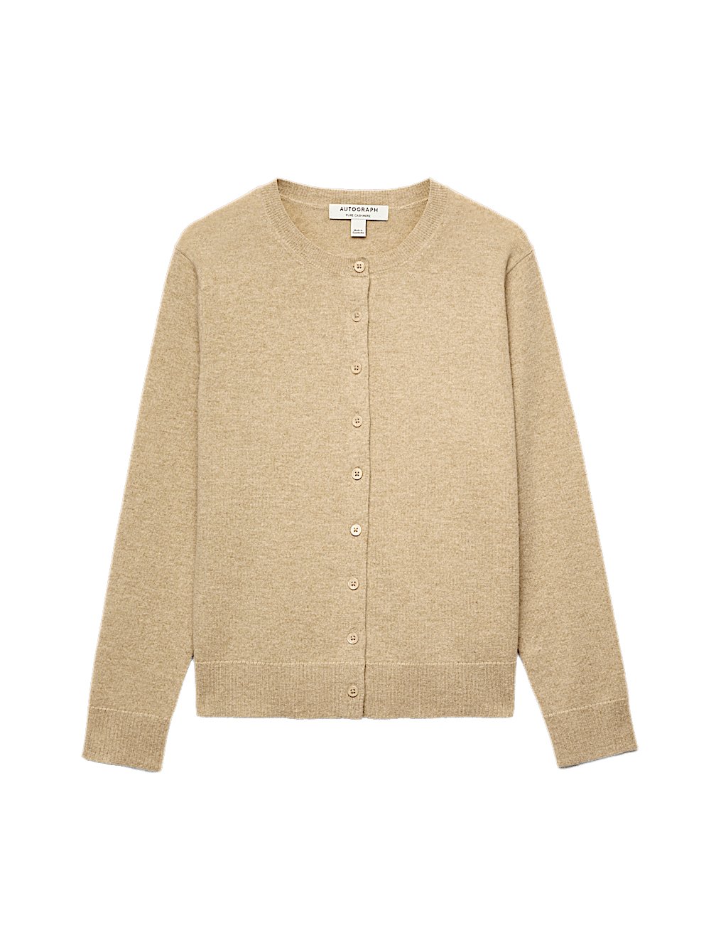 Pure Cashmere Crew Neck Button Front Cardigan