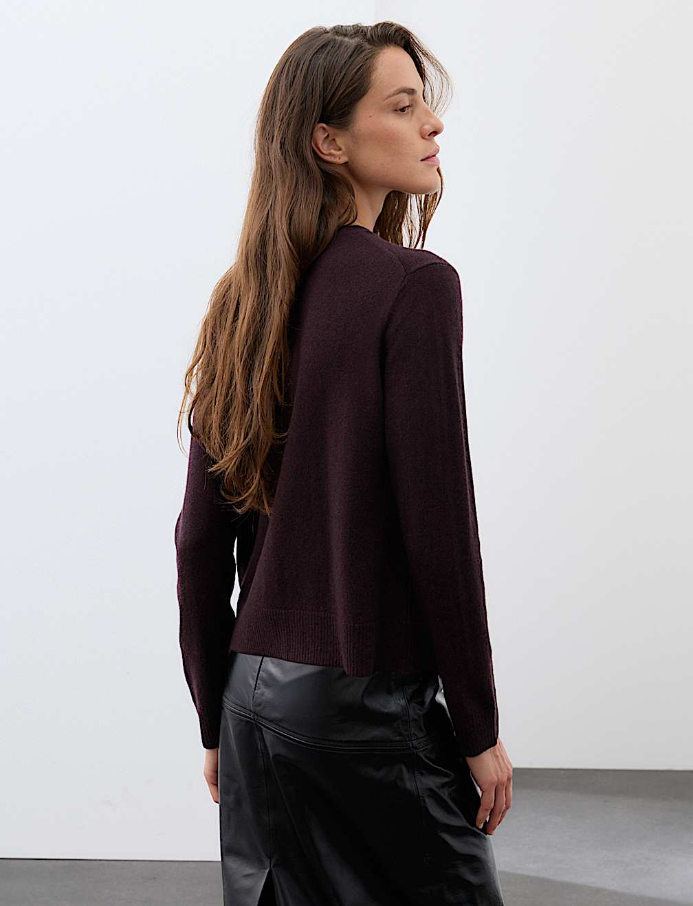 Pure Cashmere Crew Neck Button Front Cardigan