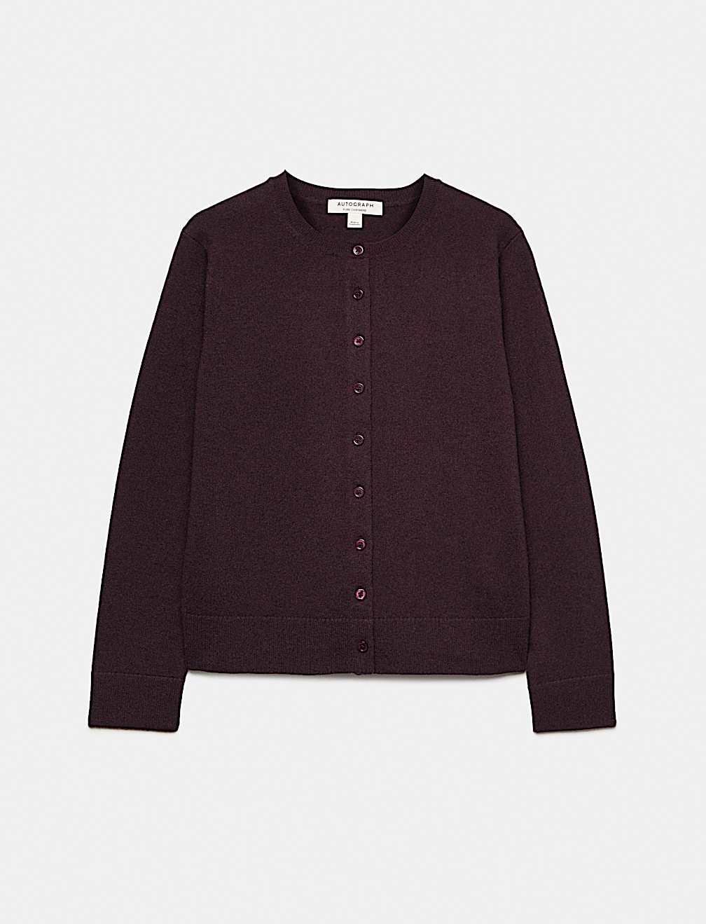Pure Cashmere Crew Neck Button Front Cardigan