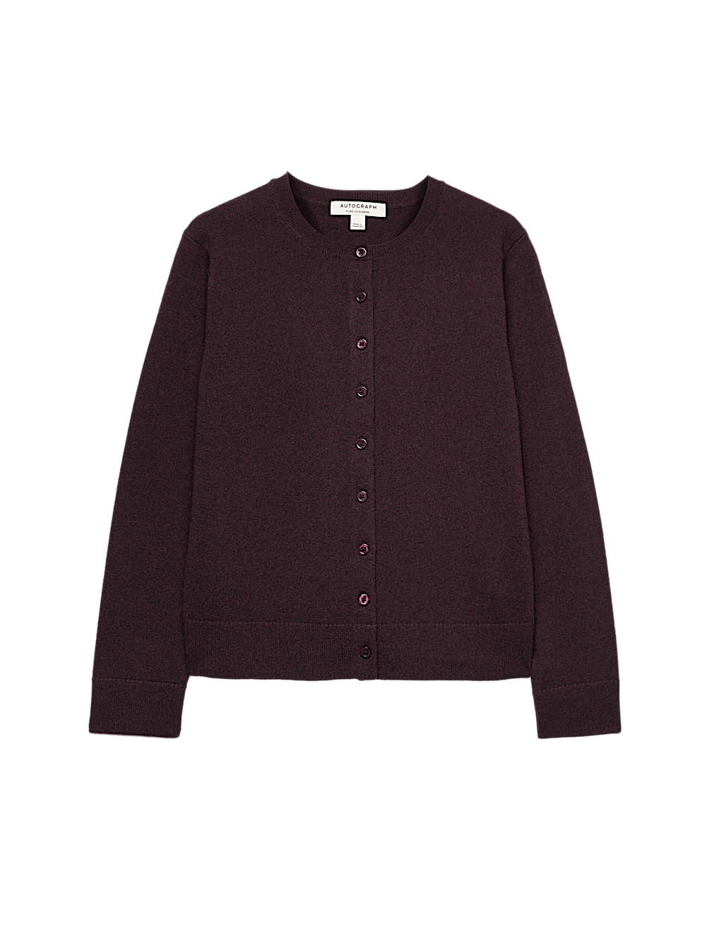 Pure Cashmere Crew Neck Button Front Cardigan