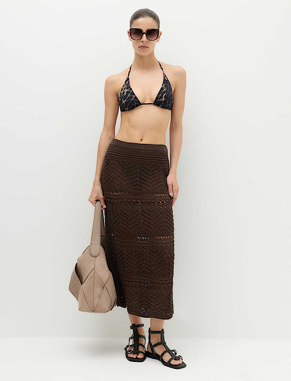 Cotton Rich Pointelle Knitted Maxi Skirt