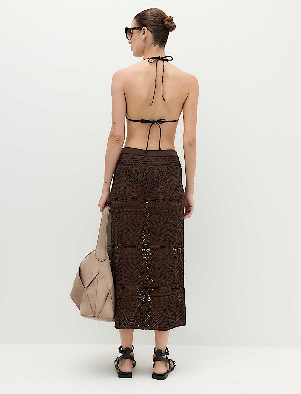 Cotton Rich Pointelle Knitted Maxi Skirt