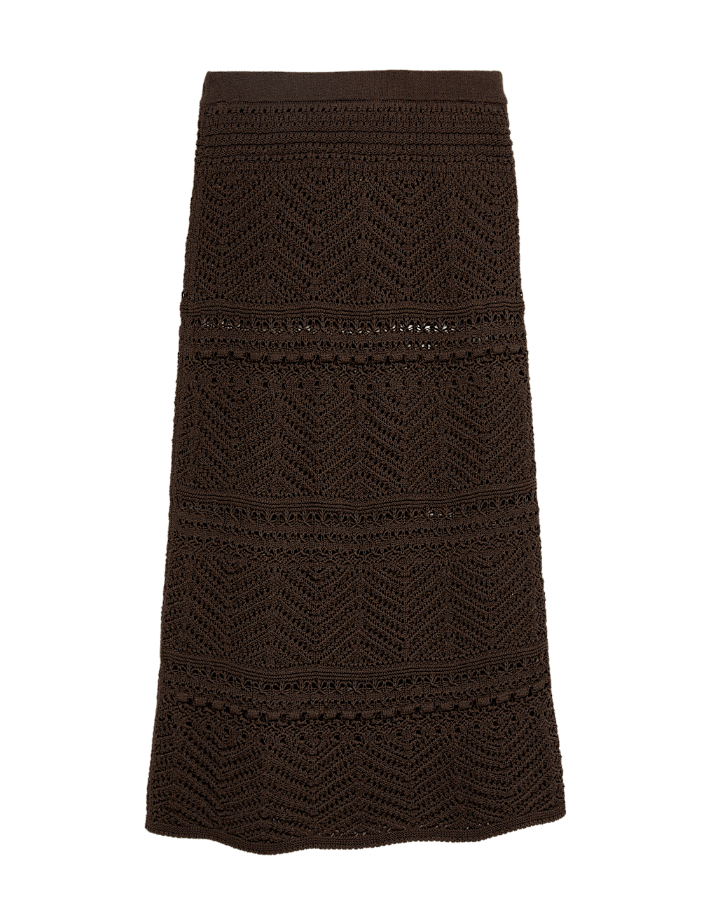 Cotton Rich Pointelle Knitted Maxi Skirt