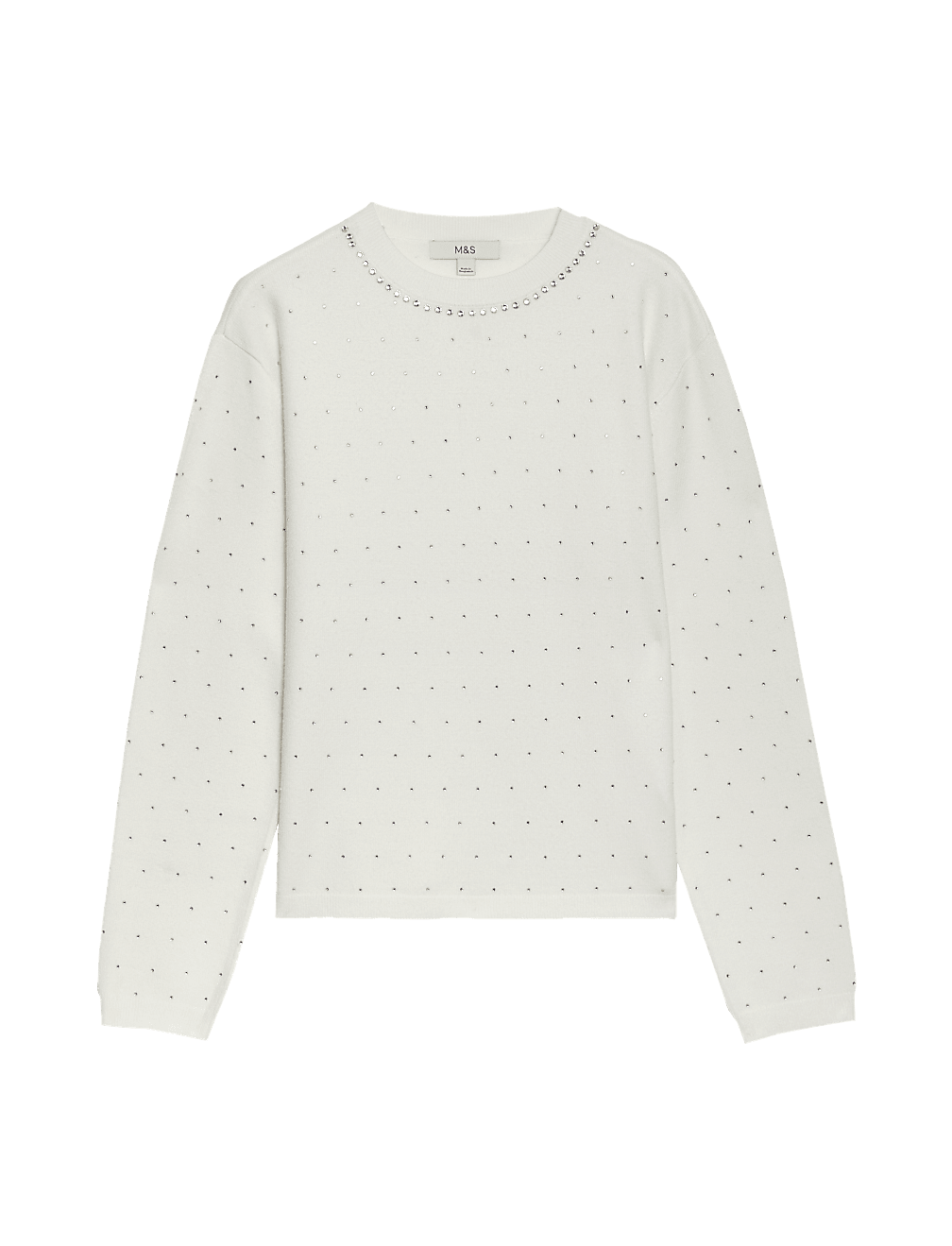 Soft Touch Embellished Crew Neck Jumper