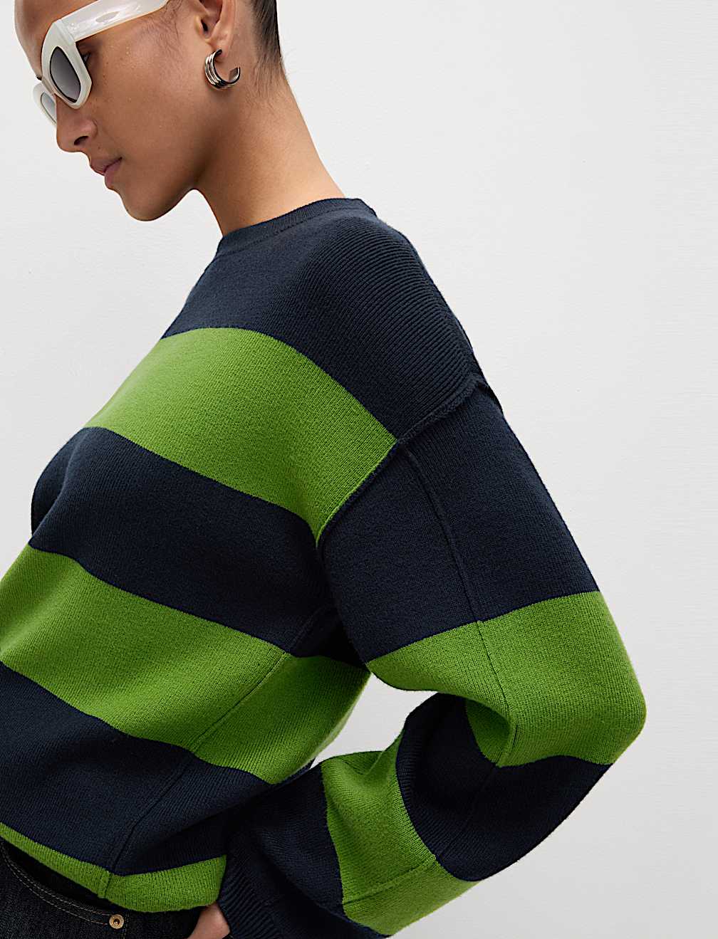 Soft Touch Striped Crew Neck Jumper