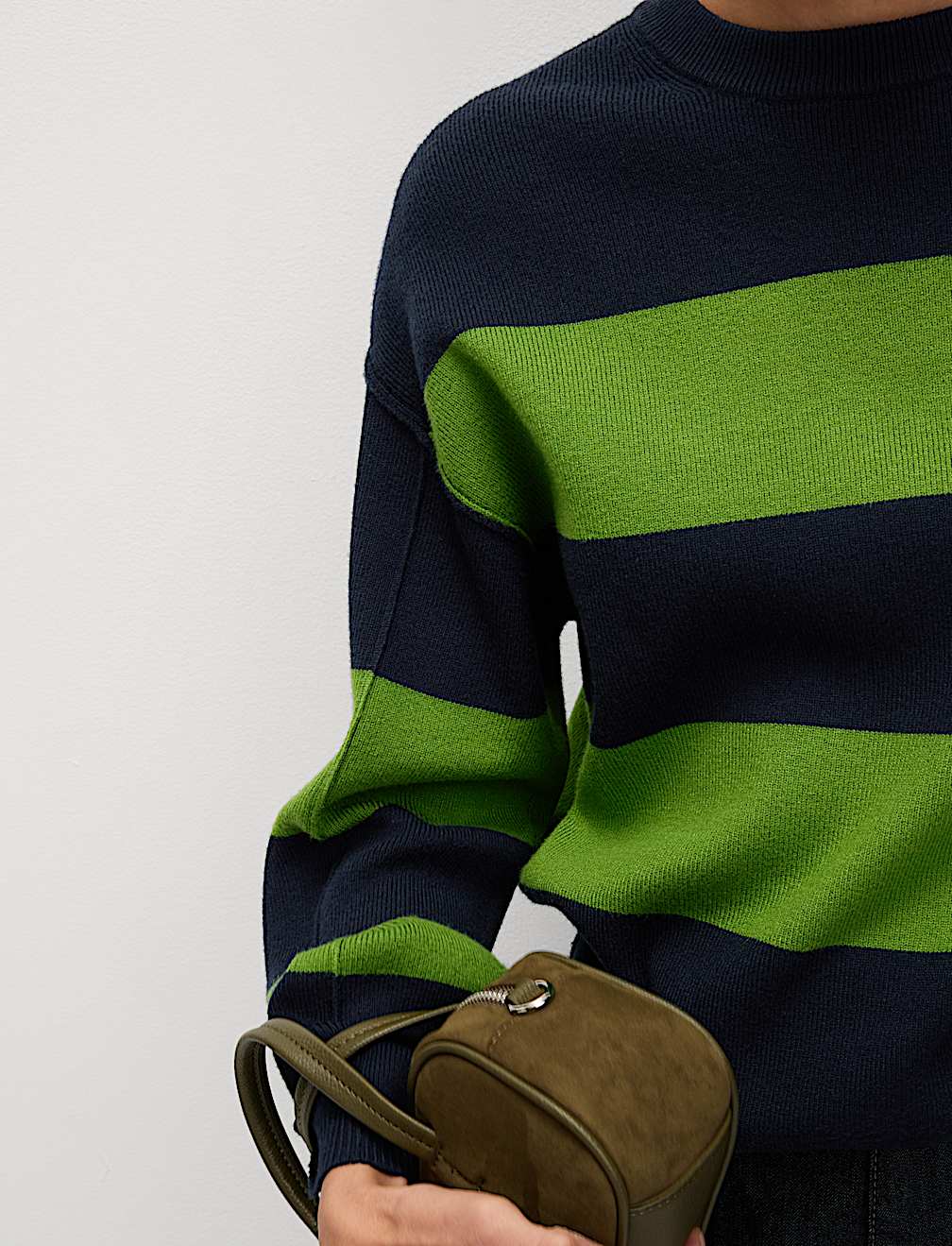 Soft Touch Striped Crew Neck Jumper