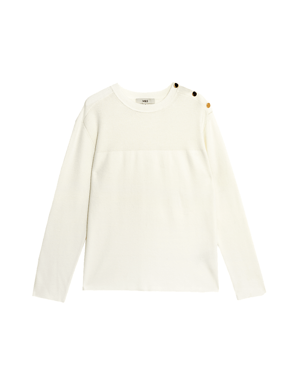 Soft Touch Crew Neck Button Detail Jumper