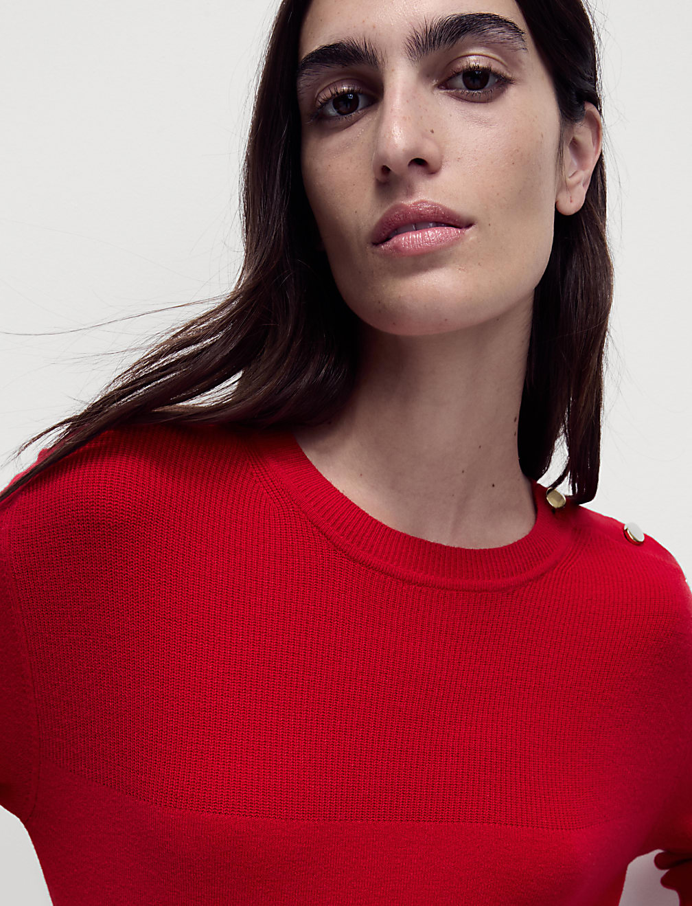 Soft Touch Crew Neck Button Detail Jumper