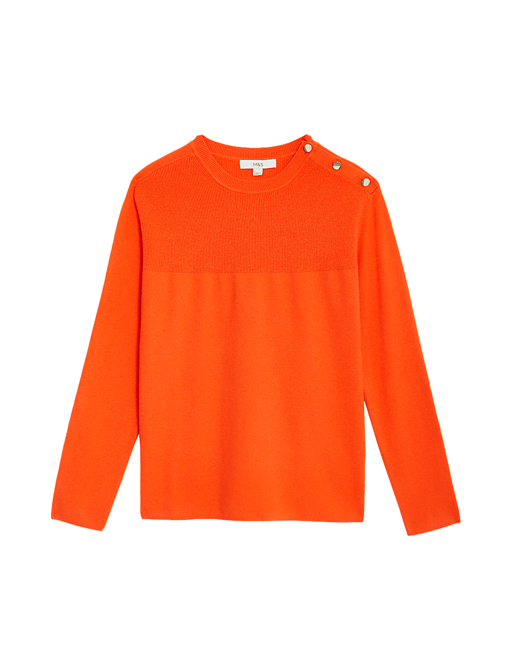 Soft Touch Crew Neck Button Detail Jumper